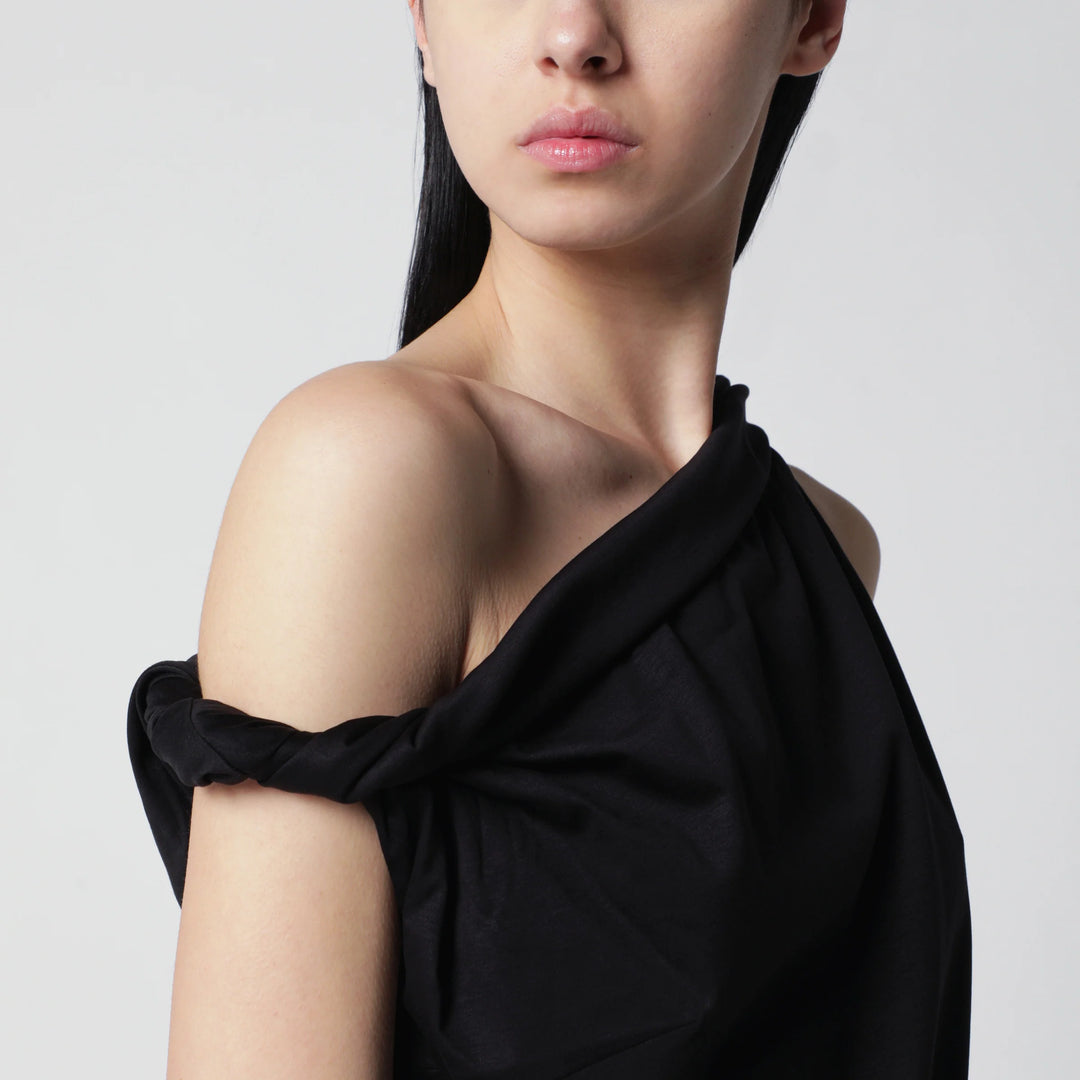 Róhe - Black asymmetrical top in cotton and silk blend