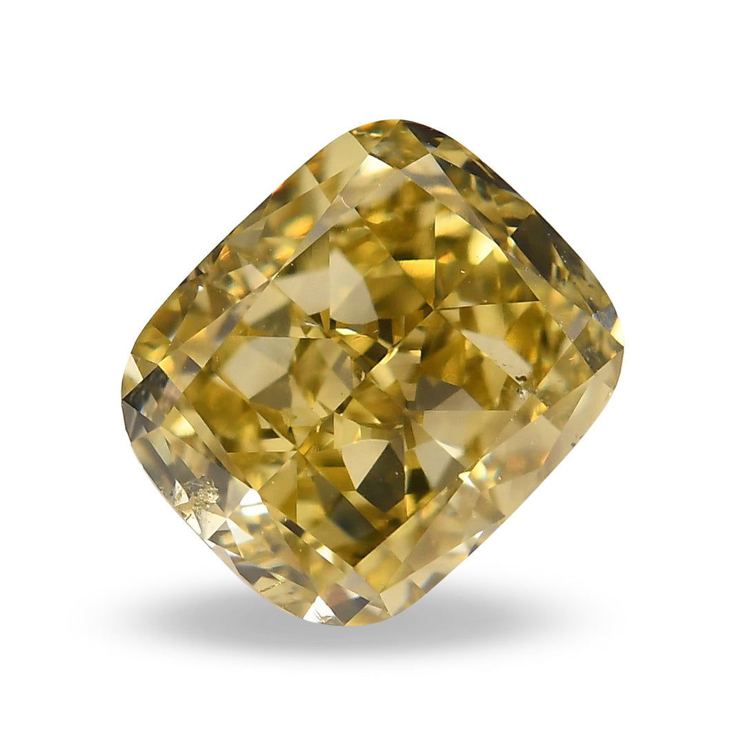 1.52 Carat Fancy Brownish Greenish Yellow Cushion Diamond SI1 GIA