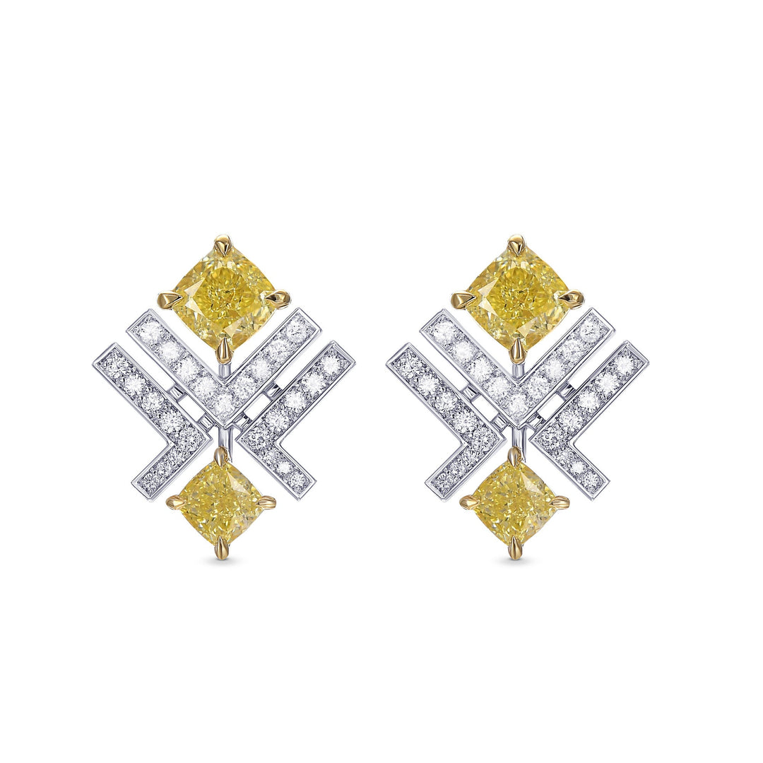 LEIBISH LEGACY 1.84ct Fancy Yellow Cushion Diamond Earrings
