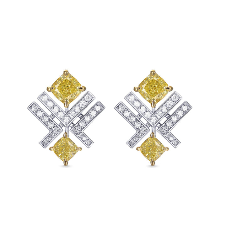 LEIBISH LEGACY 1.84ct Fancy Yellow Cushion Diamond Earrings
