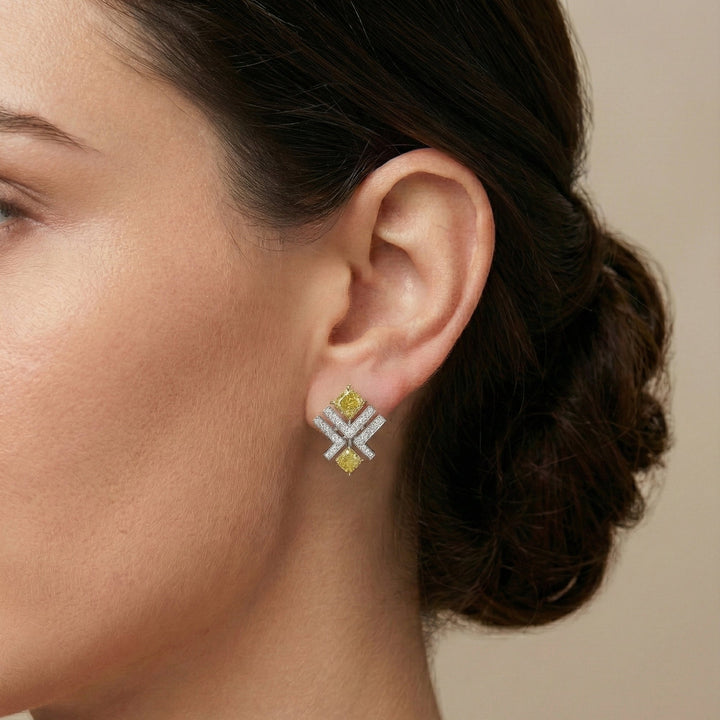 LEIBISH LEGACY 1.84ct Fancy Yellow Cushion Diamond Earrings