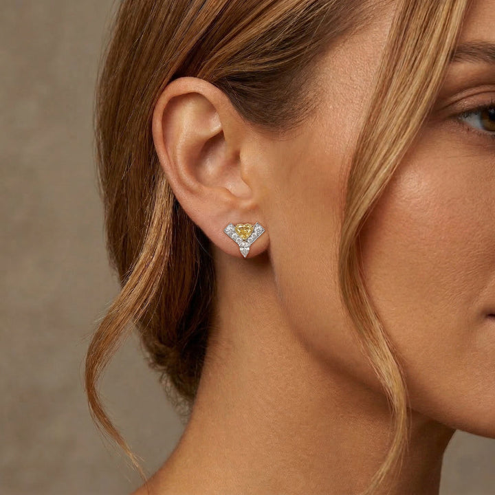 LEIBISH Fancy Intense Yellow Heart Diamond Logo Pavé Earrings