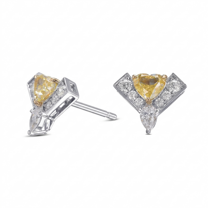 LEIBISH Fancy Intense Yellow Heart Diamond Logo Pavé Earrings