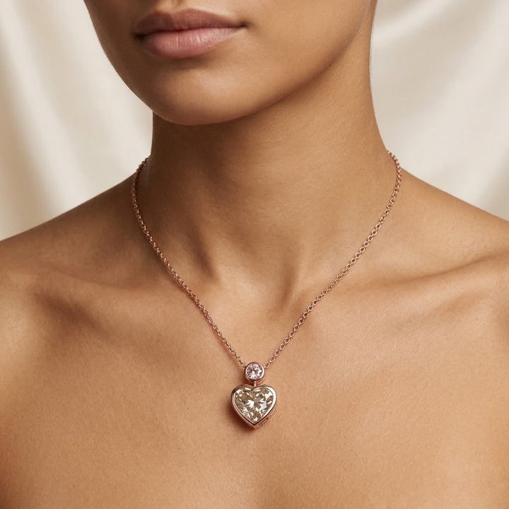 LEIBISH 2.01ct Fancy Light Gray Heart &amp; Pink Diamond Pendant