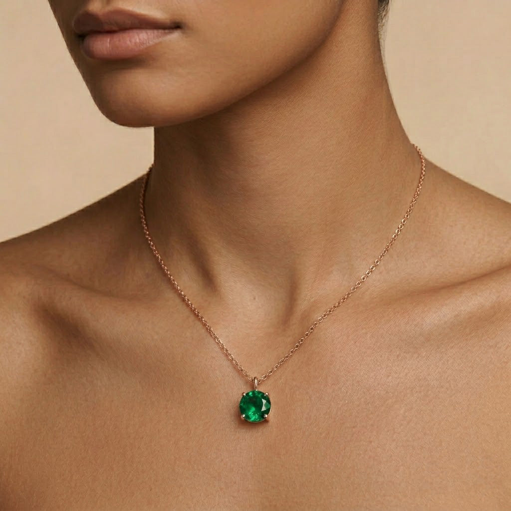 LEIBISH 1.37ct Round Emerald Solitaire Pendant