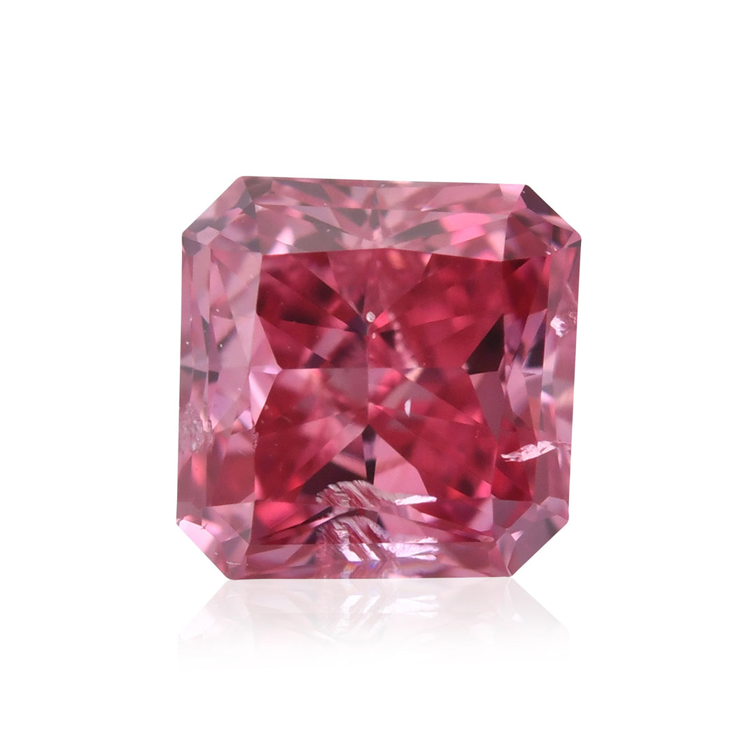 0.39 Carat Fancy Vivid Purplish Pink Radiant Argyle Diamond I2 GIA