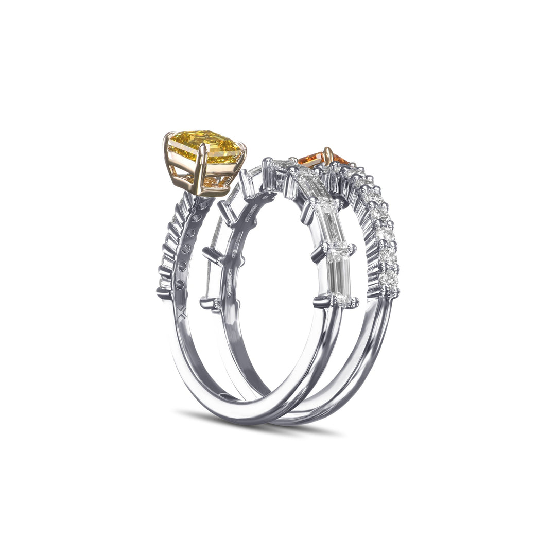 LEIBISH 1.19ct Mixed-Colour Two-Stone Crossover Diamond Ring