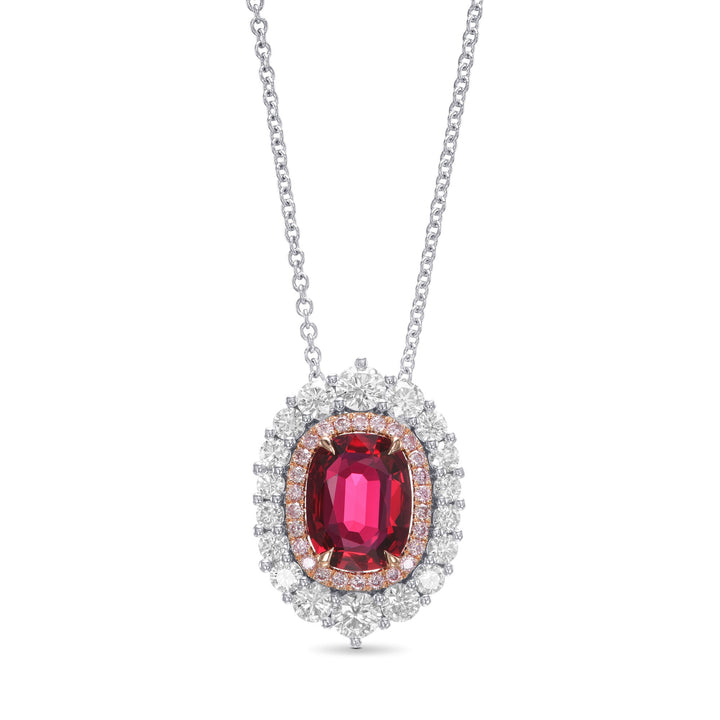 LEIBISH 2.29ct Pigeon Blood Ruby Double Halo Pendant