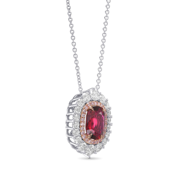 LEIBISH 2.29ct Pigeon Blood Ruby Double Halo Pendant