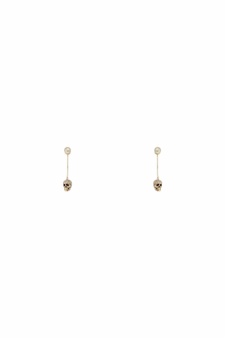 Alexander Mcqueen skull earrings with pavé and chain