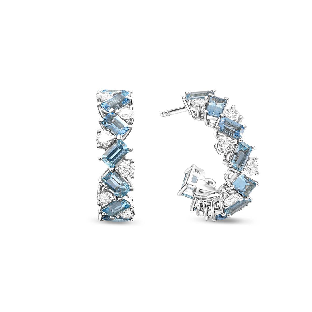 LEIBISH Aquamarine &amp; Diamond Hoop Earrings