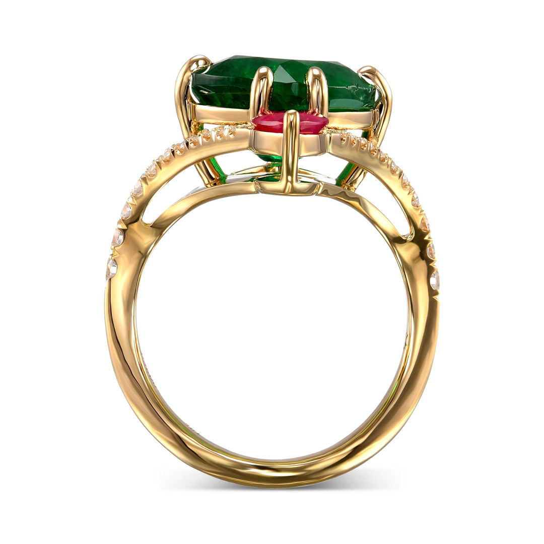 LEIBISH 4.50ct Emerald &amp; Ruby Two-Stone Diamond Ring