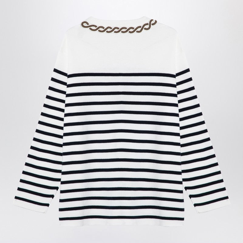 Valentino Ivory/navy striped jersey with embroidery