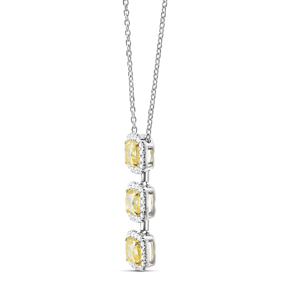 LEIBISH 1.57ct Fancy Intense Yellow Cushion Three-Stone Pendant