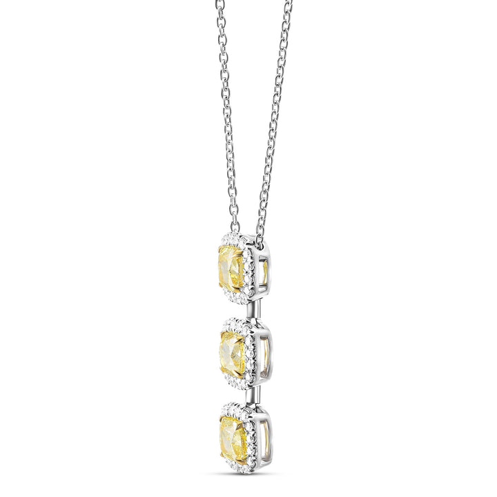 LEIBISH 1.57ct Fancy Intense Yellow Cushion Three-Stone Pendant