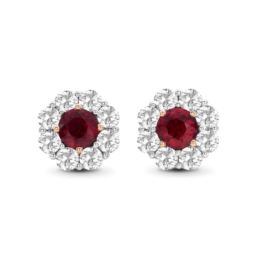 LEIBISH 1.81ct Mozambique Pigeon Blood Ruby Halo Earrings