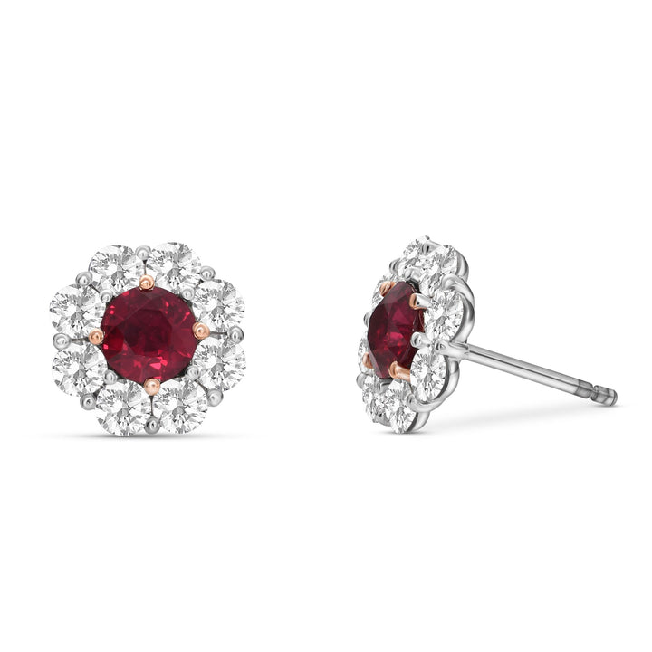 LEIBISH 1.81ct Mozambique Pigeon Blood Ruby Halo Earrings