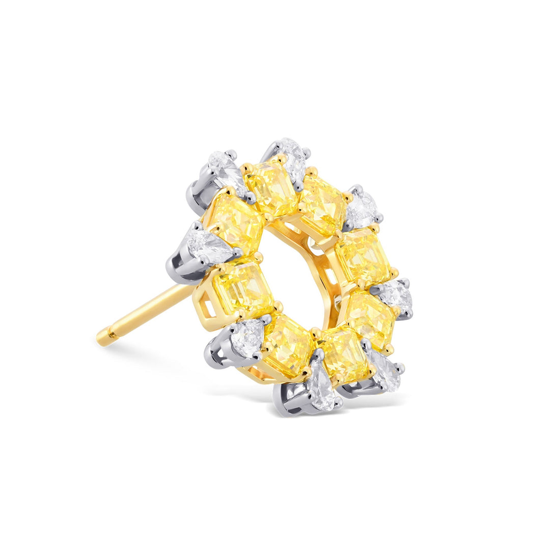 LEIBISH Fancy Intense Yellow Asscher &amp; Pear Diamond Earrings