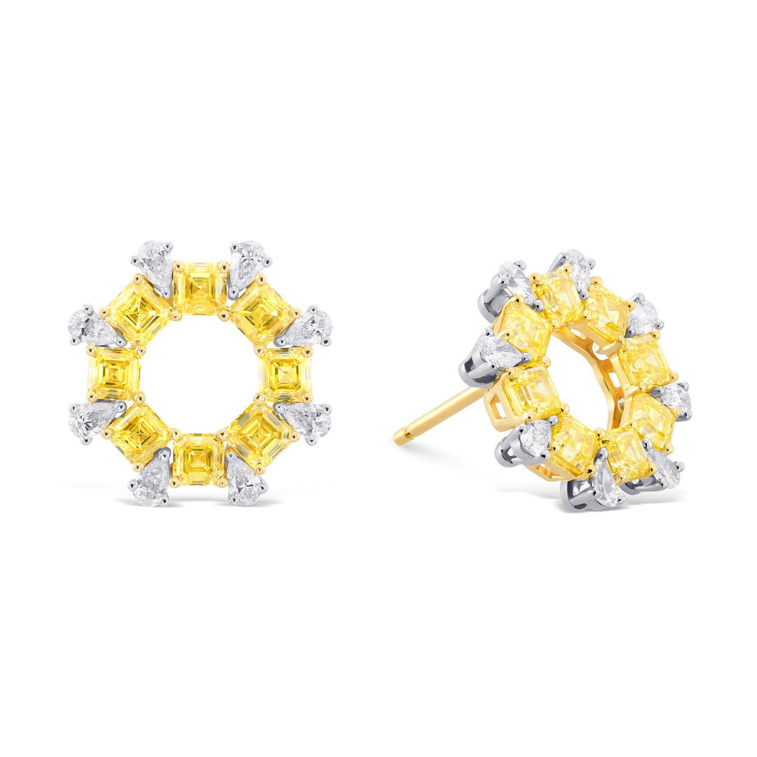 LEIBISH Fancy Intense Yellow Asscher &amp; Pear Diamond Earrings