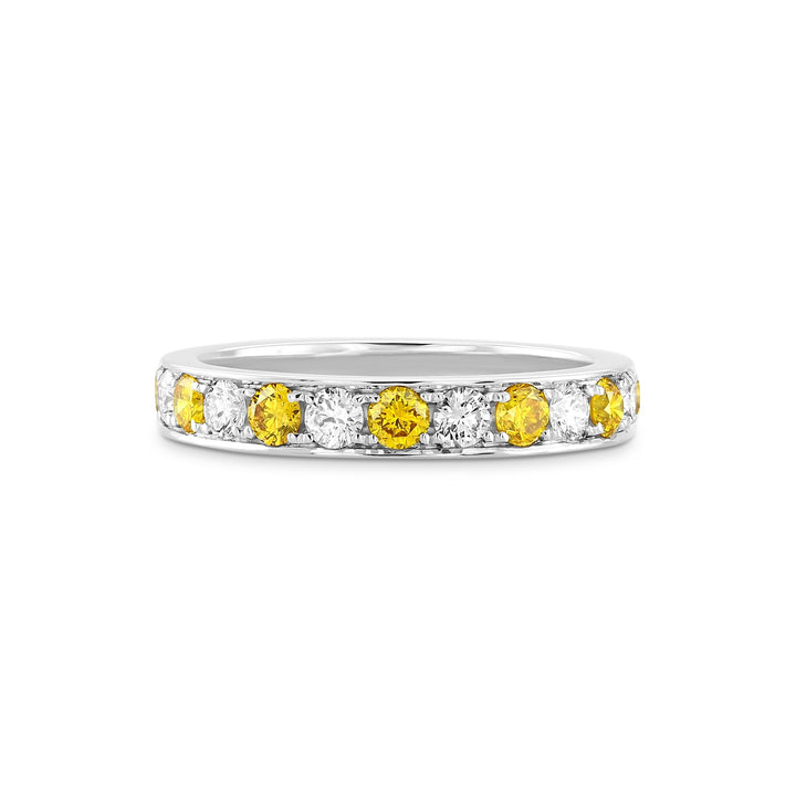 LEIBISH Fancy Vivid Orange Yellow &amp; White Diamond Band Ring