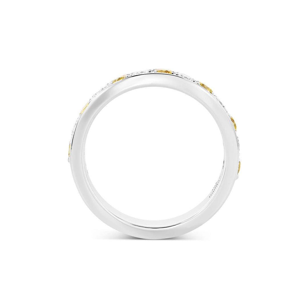 LEIBISH Fancy Vivid Orange Yellow &amp; White Diamond Band Ring