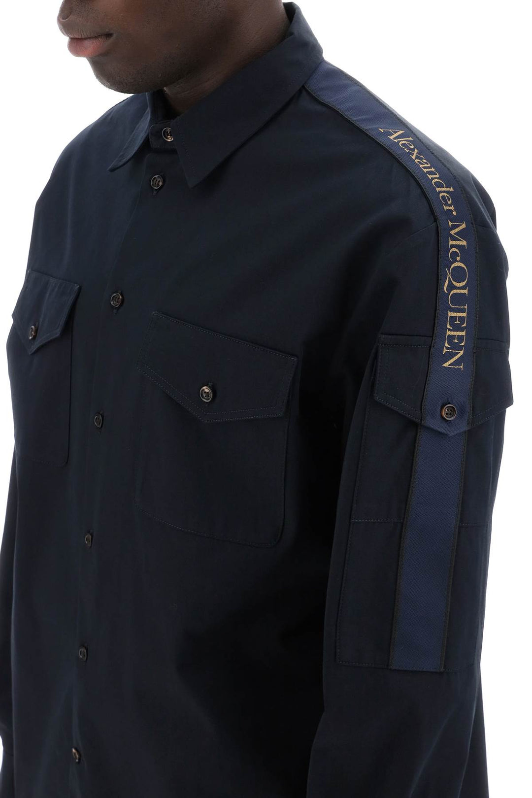 Alexander Mcqueen shirt with logo band on the sleeve