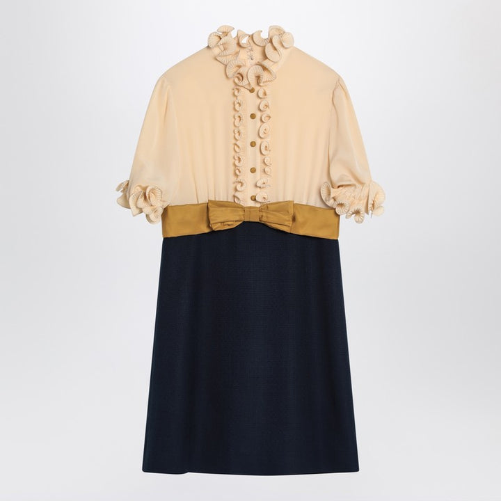 Valentino Mini Dress with Ruffles and Bow in Silk