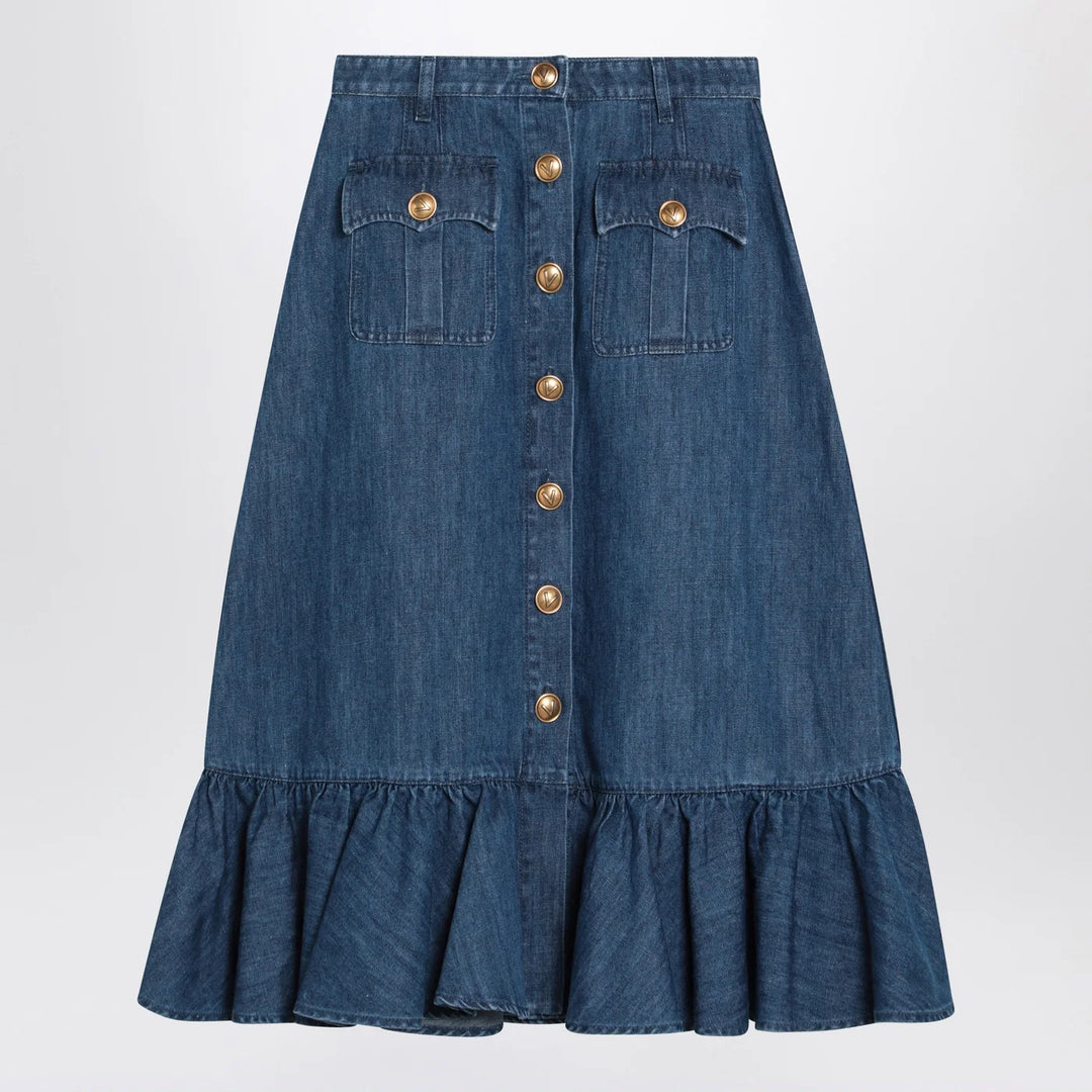 Valentino - Blue denim midi skirt