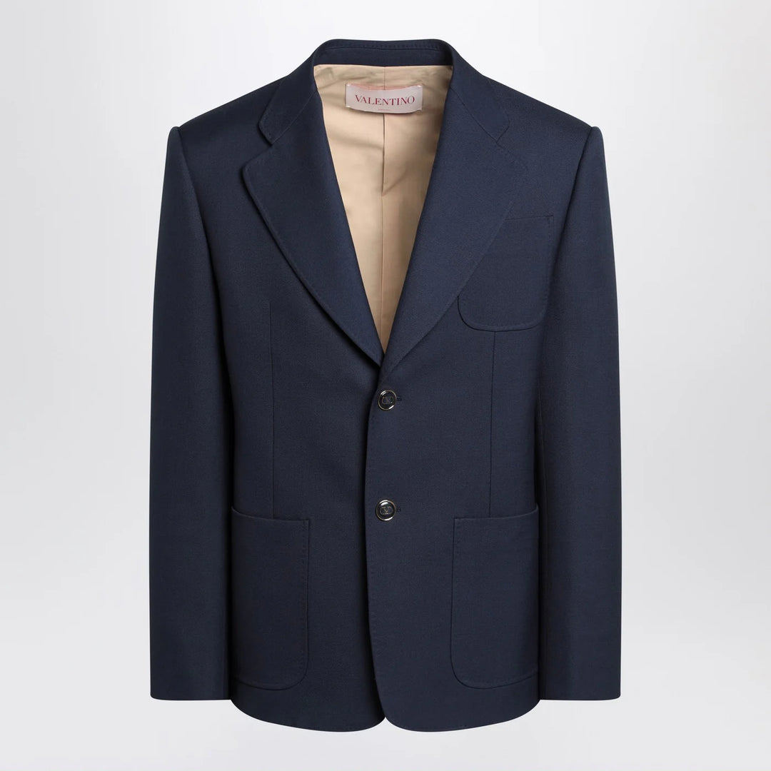 Valentino - Blue single-breasted wool jacket