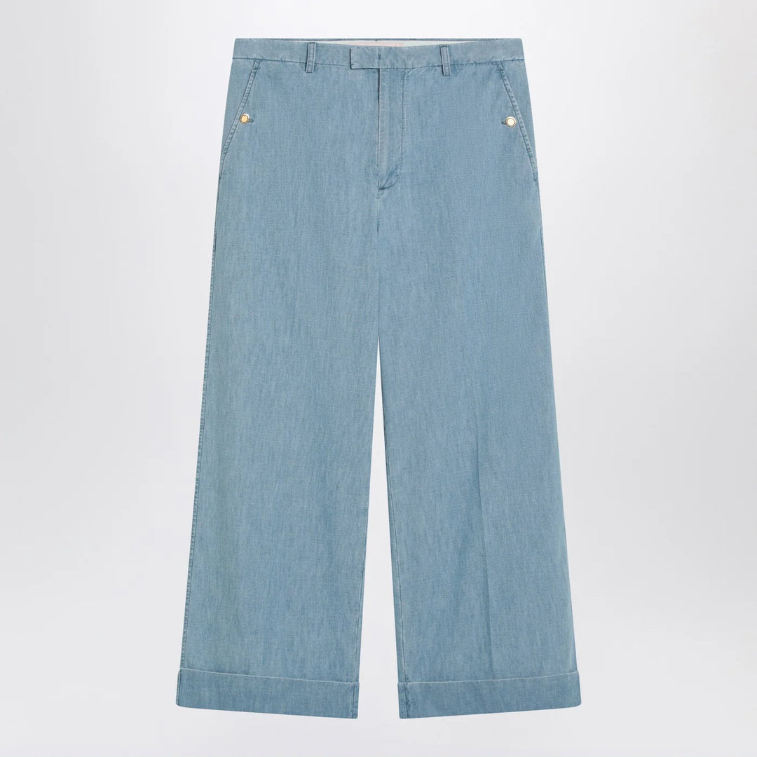 Valentino - Light blue wide jeans with cuff