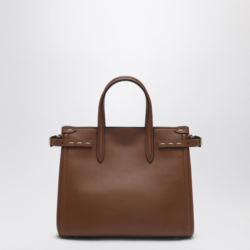 Valentino Garavani Tobacco Leather Small Antibes Tote Bag
