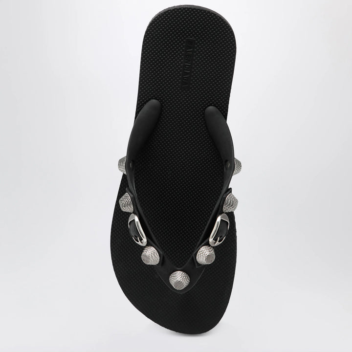 Balenciaga - Cagole black rubber thong slides