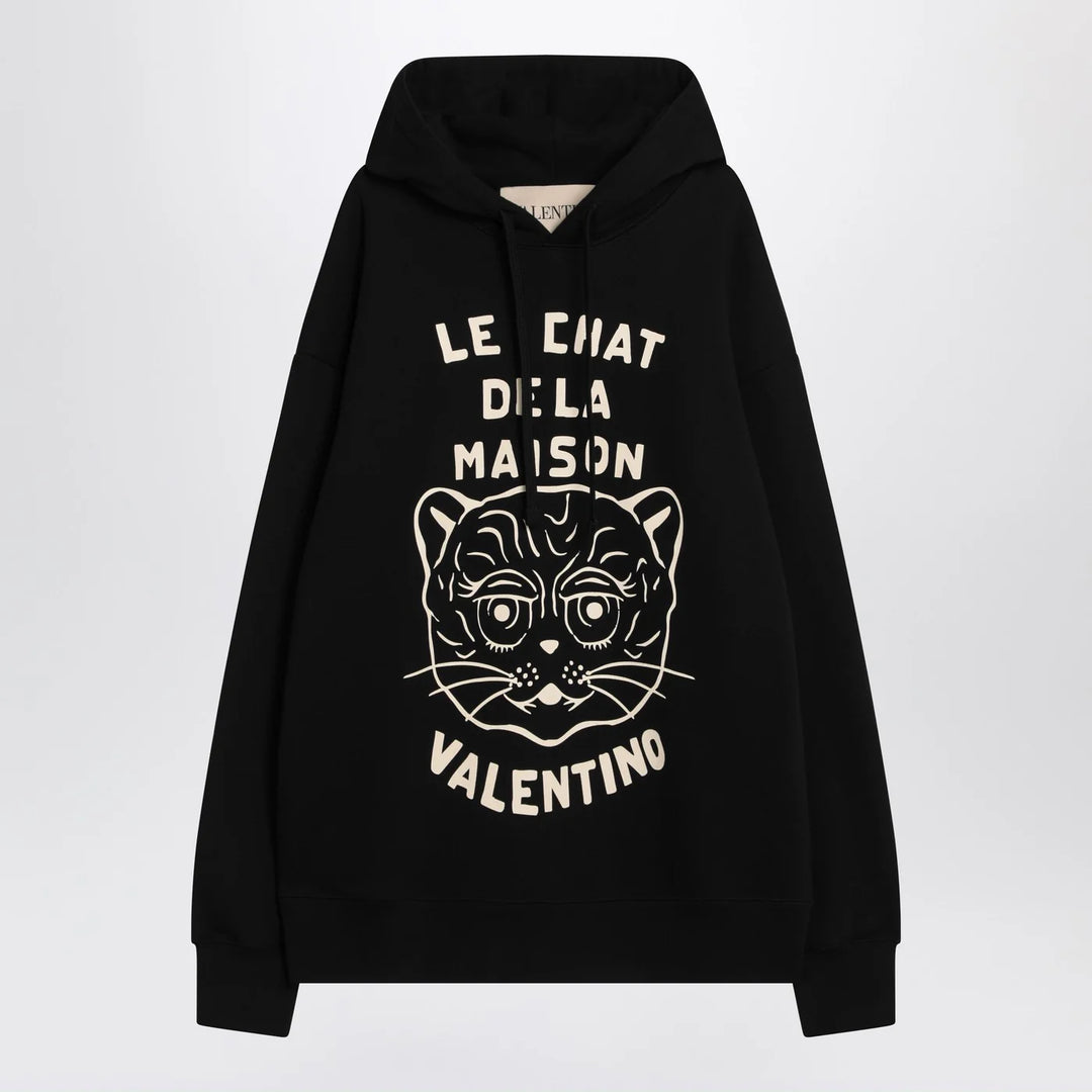 Valentino - Black sweatshirt with Le Chat de la Maison patch