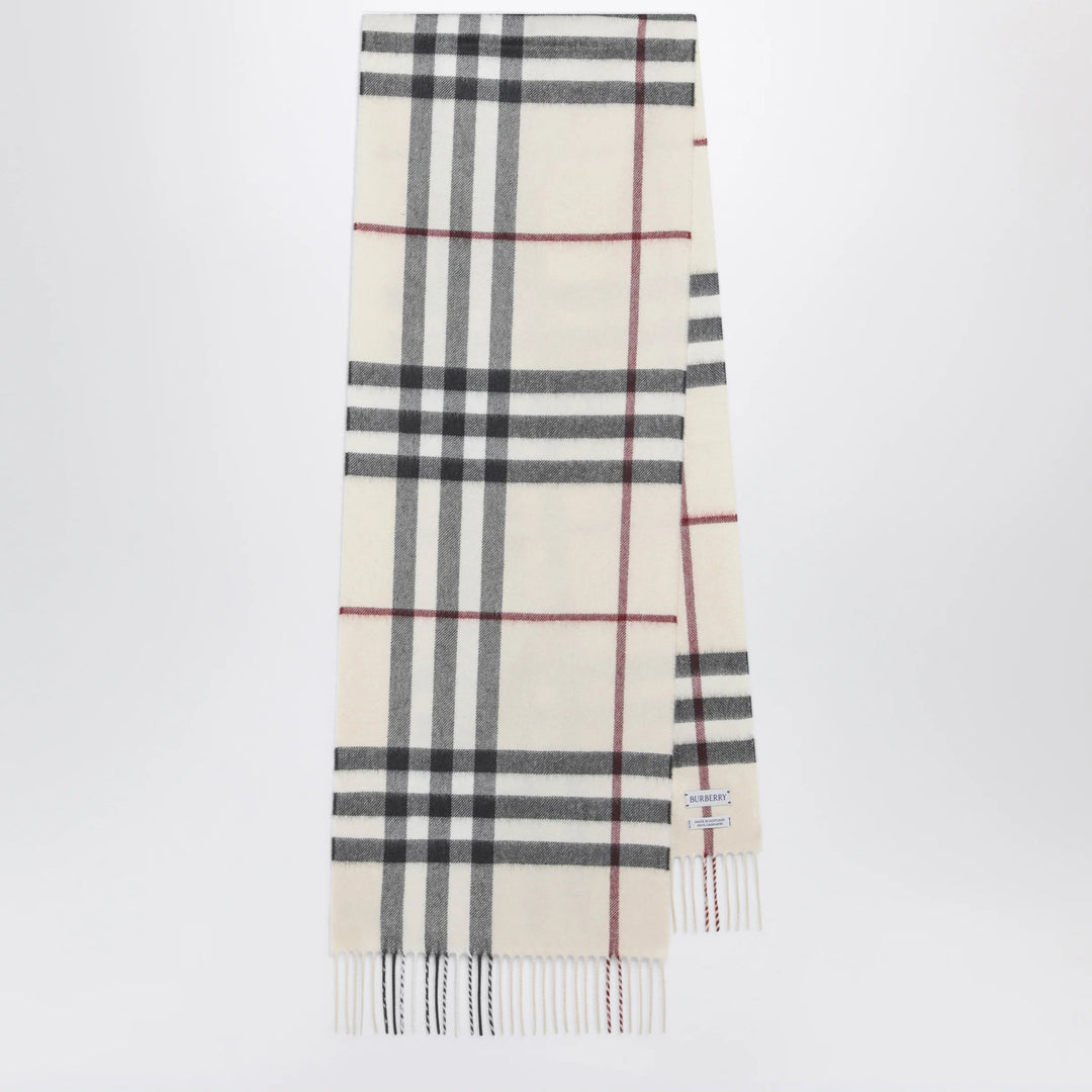 Burberry - Check cashmere scarf in stone