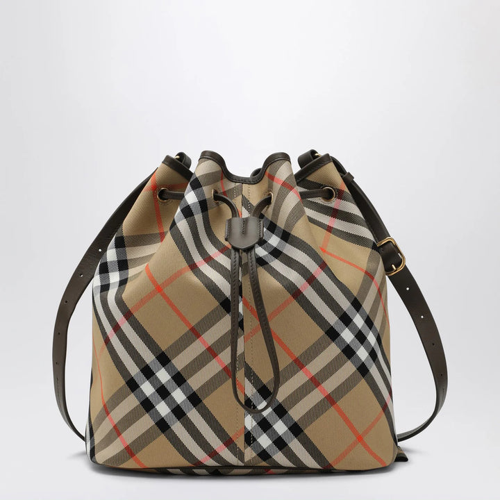 Burberry - Medium beige bucket bag with Check pattern