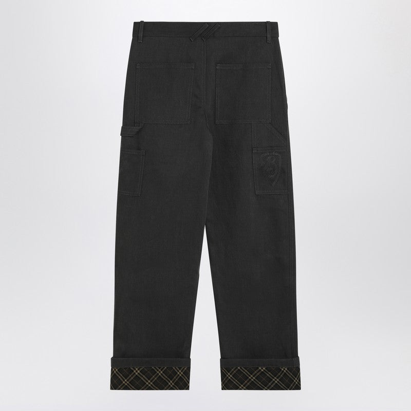 Burberry Black trousers with Check pattern lapels