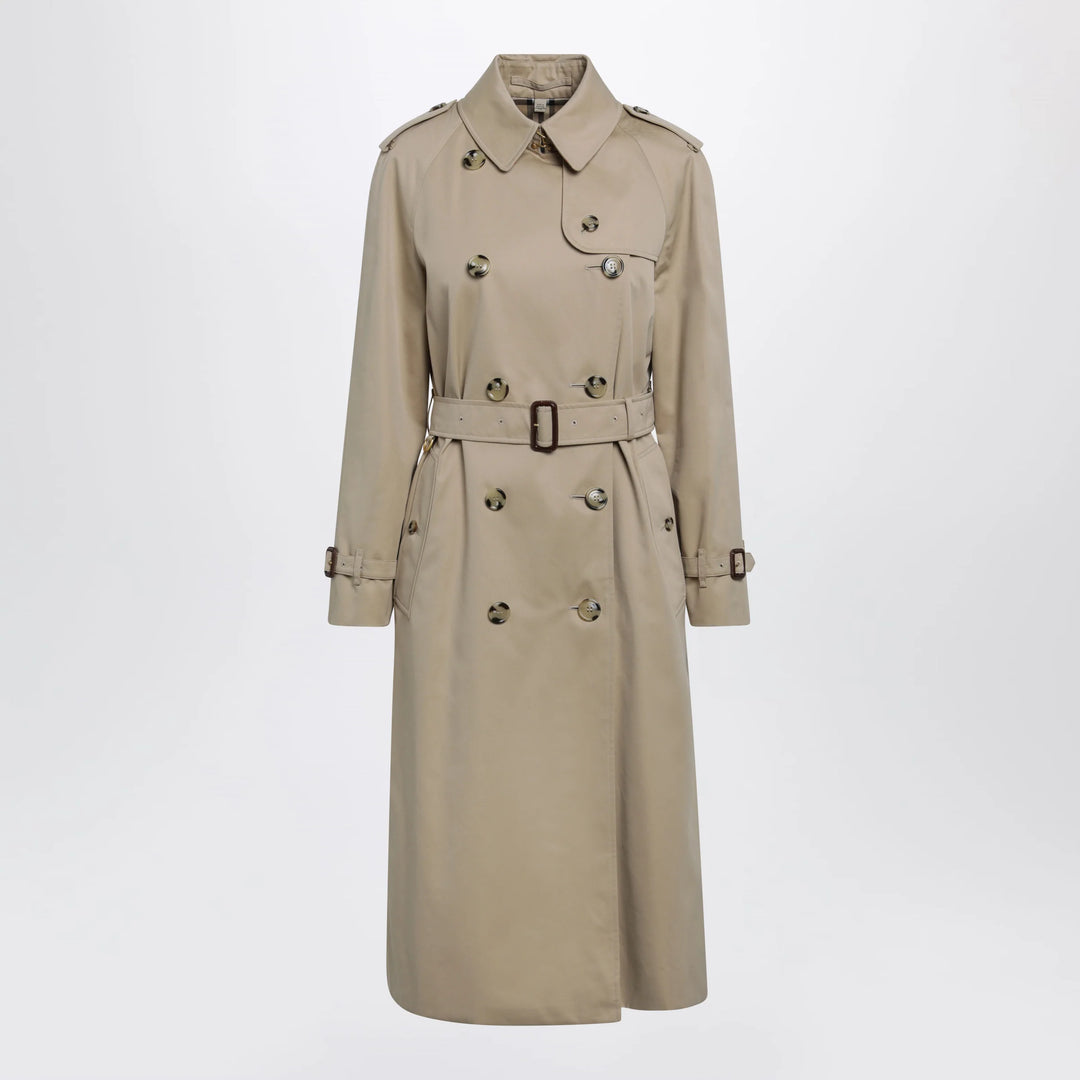 Burberry - Waterloo long cotton gabardine trench coat in honey