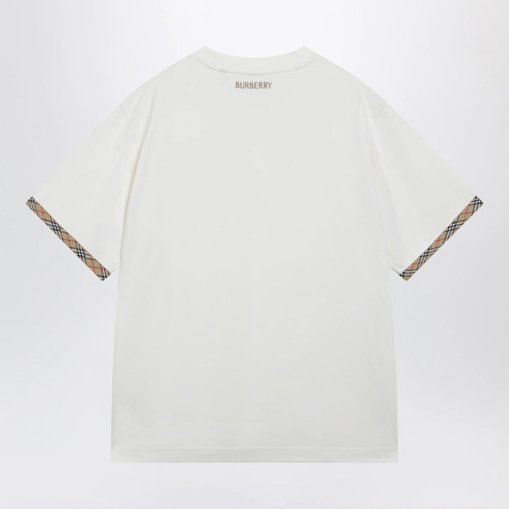 Burberry - Cotton jersey T-shirt with Check trim in chalk