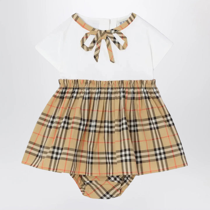 Burberry - Cotton Dress and Bloomer Shorts with Check Bow