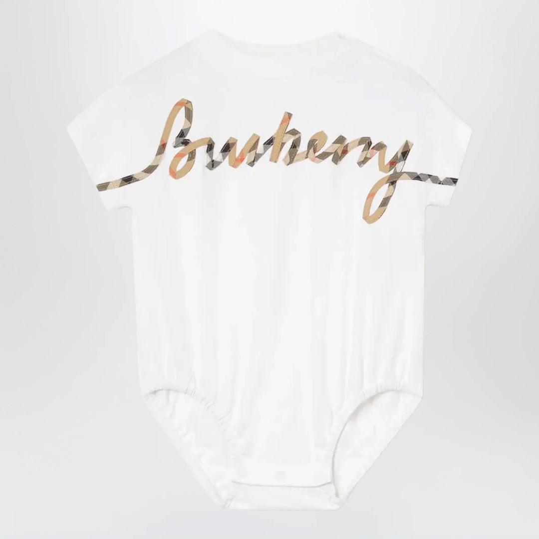 Burberry - Cotton jersey bodysuit with Check logo in white