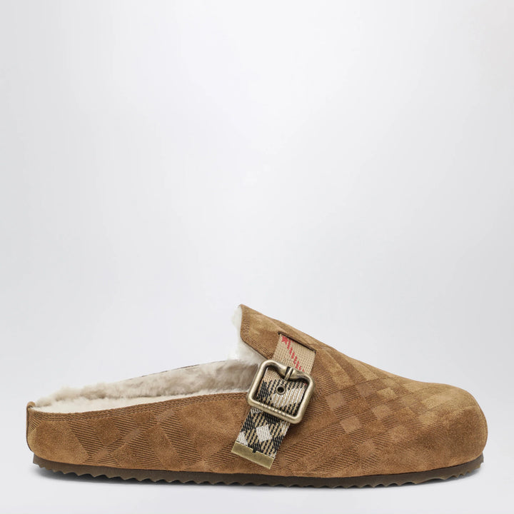 Burberry - Urchin clog in shearling Check jute