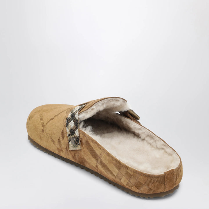 Burberry - Urchin clog in shearling Check jute