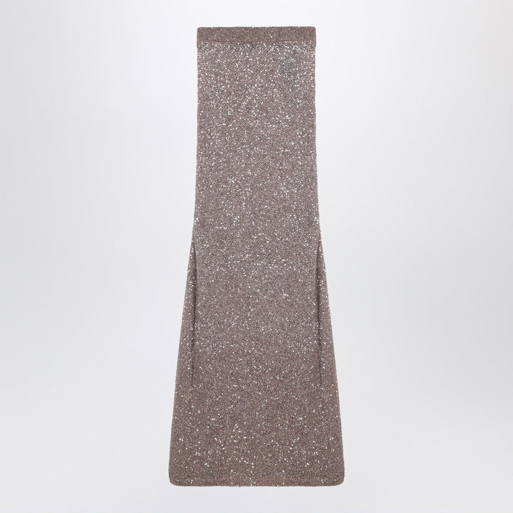 Balenciaga Light brown/silver maxi skirt with sequins