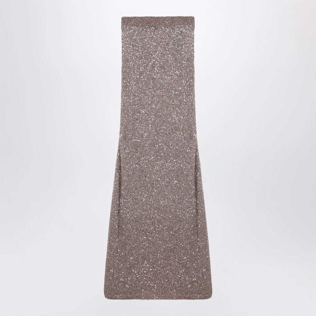 Balenciaga - Light brown/silver maxi skirt with sequins