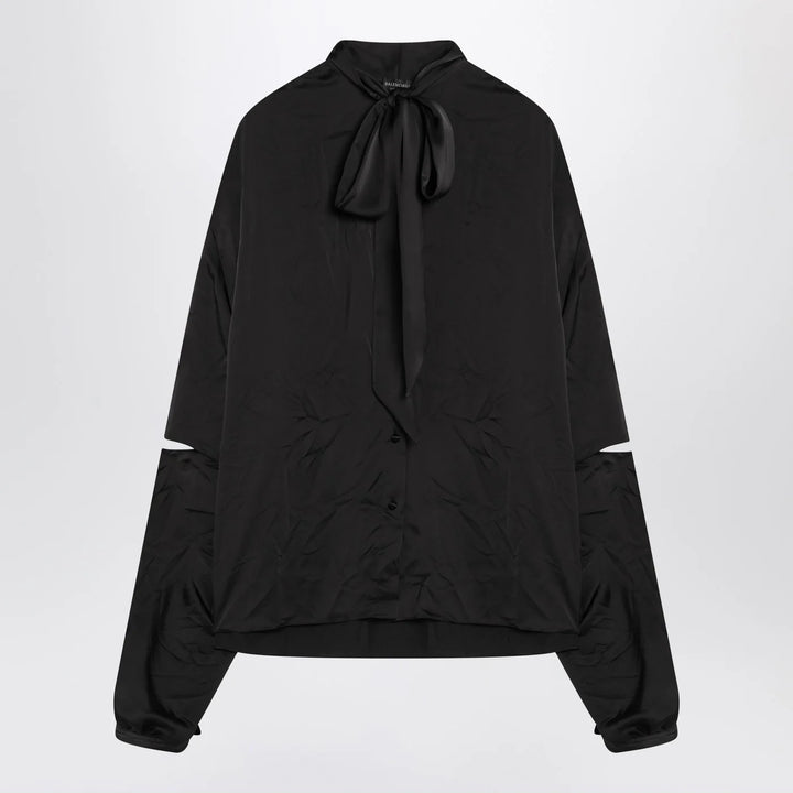 Balenciaga - Black satin blouse with bow