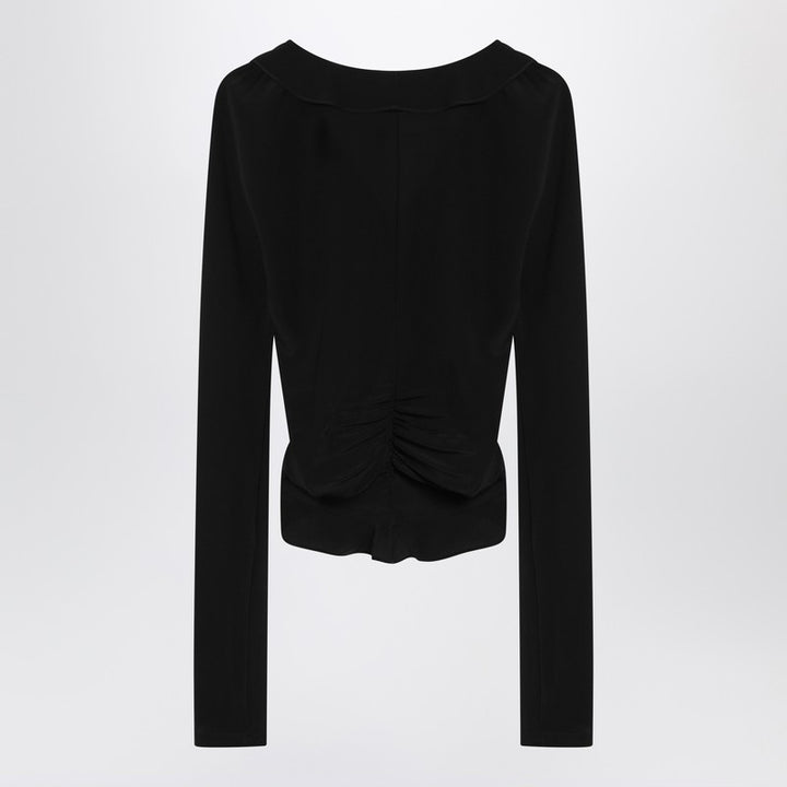 Saint Laurent Black ruffled blouse in silk