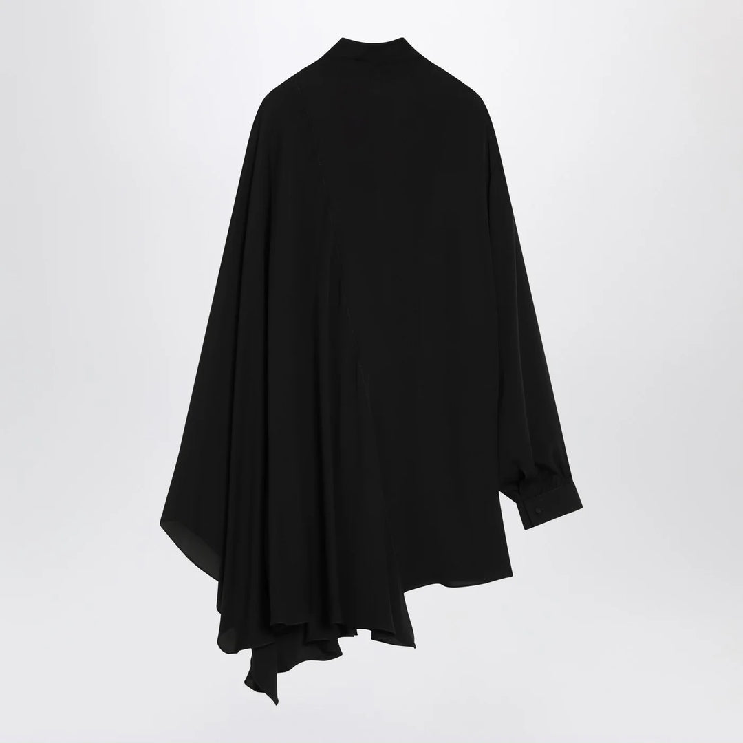Balenciaga - Asymmetric black silk blouse with scarf