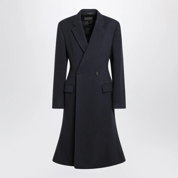 Balenciaga - Navy blue Midi Godet wool coat