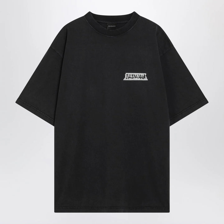 Balenciaga - Black washed Masking Tape T-shirt with medium fit