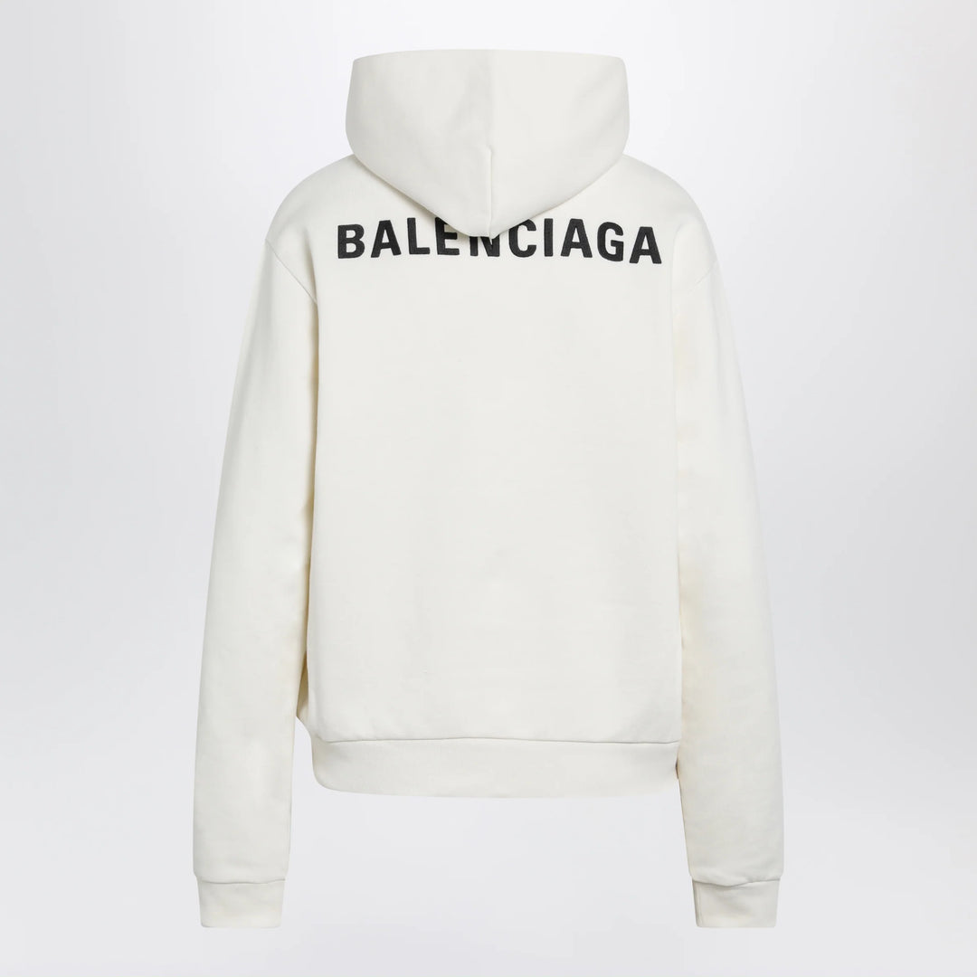Balenciaga - Medium-fit embroidered hoodie in dry fleece, cream